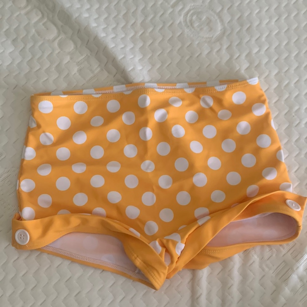 COPY - High Waisted Yellow Polk a Dot Bikini bottom